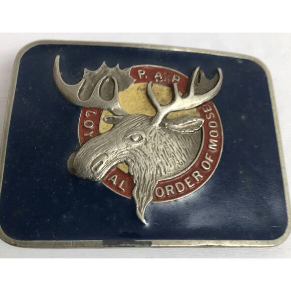 Loyal Order of Moose PAP Belt Buckle Cast Metal Epoxy Front 2013 Never Used - Picture 1 of 5